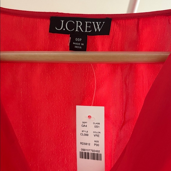 J CREW RED SMOCKED MIDI DRESS- 00P NWT - Picture 3 of 8